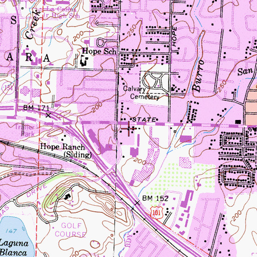 Topographic Map of Grace Lutheran Church, CA
