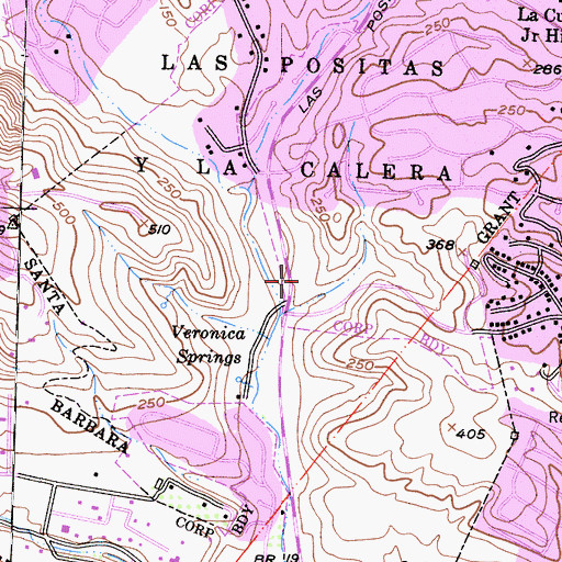 Topographic Map of Las Positas Tennis Courts, CA