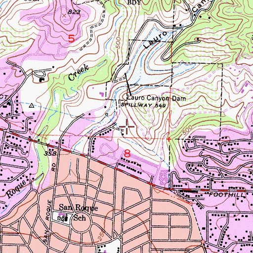 Topographic Map of Laurel Canyon Park, CA