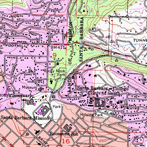 Topographic Map of Marymount of Santa Barbara School, CA