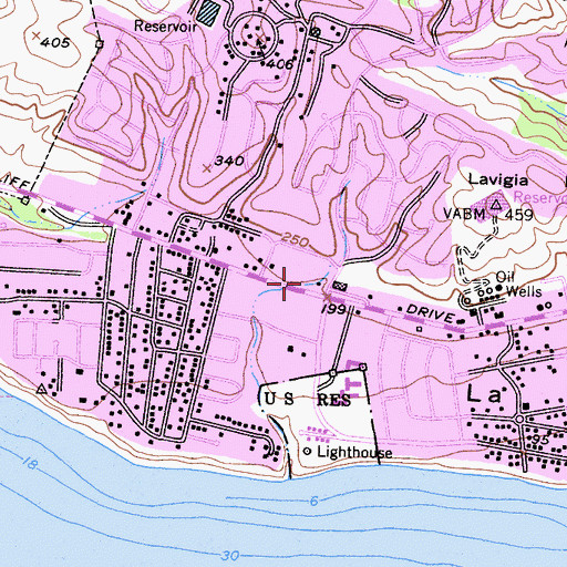 Topographic Map of Mesa Shopping Center, CA