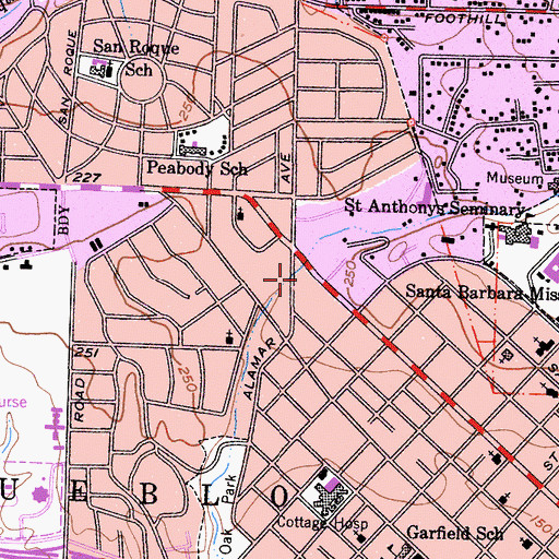Topographic Map of Mission Creek Plaza Shopping Center, CA