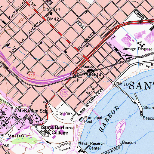 Topographic Map of Moreton Bay Fig Tree, CA
