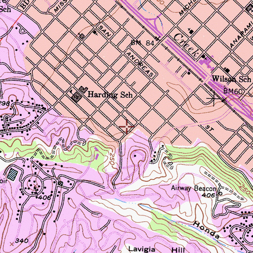 Topographic Map of Oasis Christian Center, CA