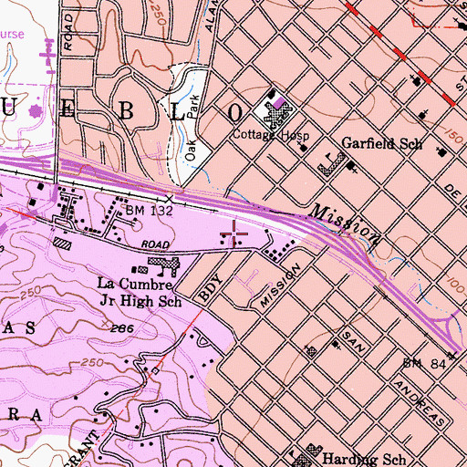 Topographic Map of Pilgrim Terrace Park, CA