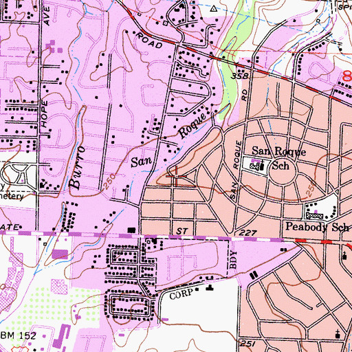 Topographic Map of San Roque Park, CA