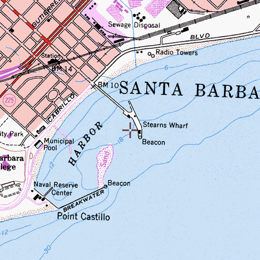 Topographic Map of Stearns Wharf Vintners, CA