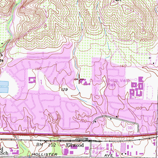 Topographic Map of The Waldorf School of Santa Barbara, CA