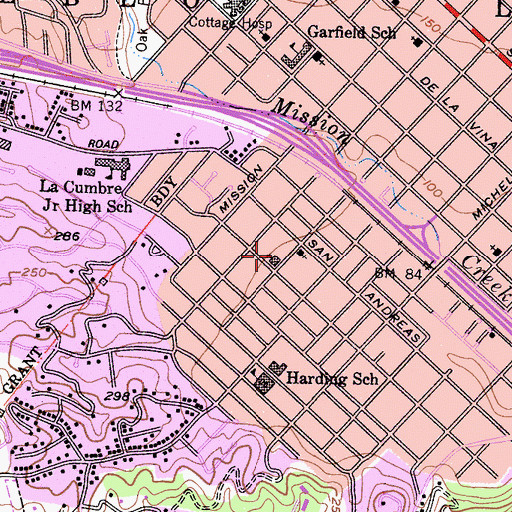 Topographic Map of Calvary Baptist Church, CA