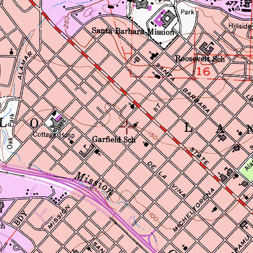 Topographic Map of Central Church of Christ, CA