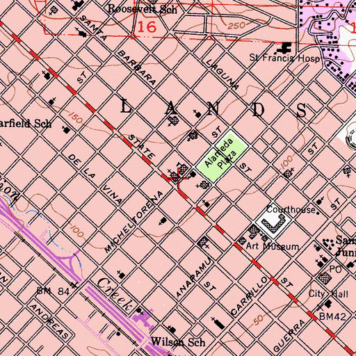 Topographic Map of Church of Religious Science, CA