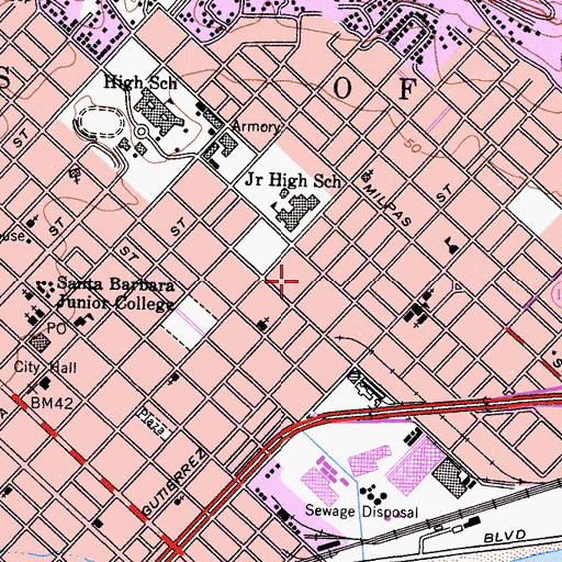 Topographic Map of East Side Social Center Catholic Welfare Bureau, CA