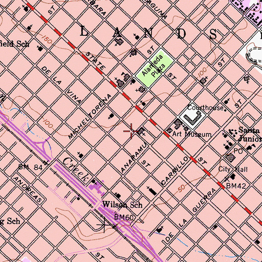 Topographic Map of First Baptist Church, CA