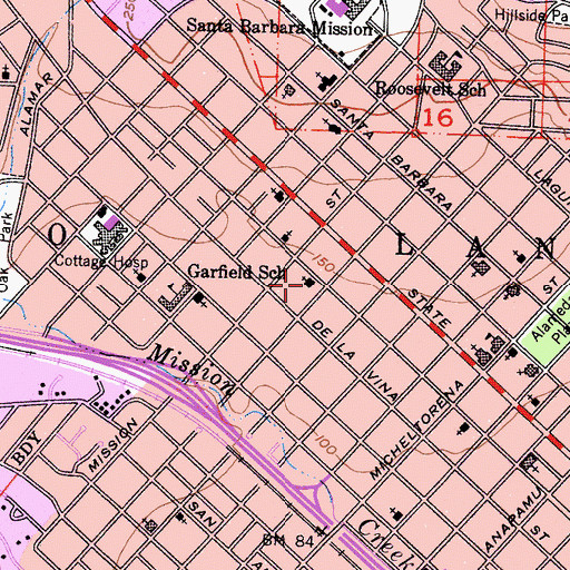 Topographic Map of First Christian Church, CA