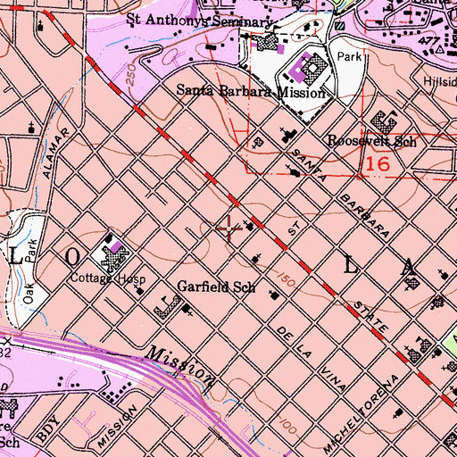 Topographic Map of First Congregational Church, CA
