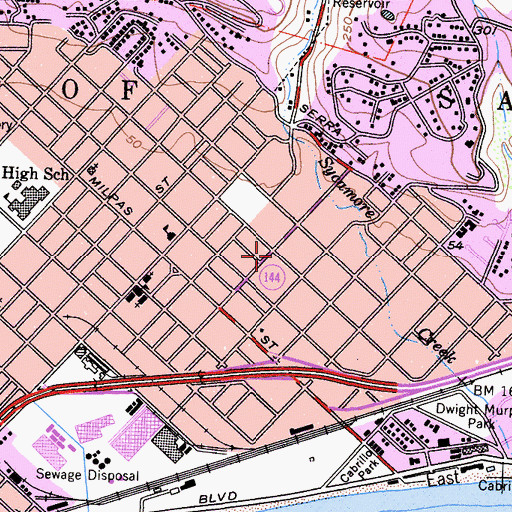 Topographic Map of First Southern Baptist Church, CA