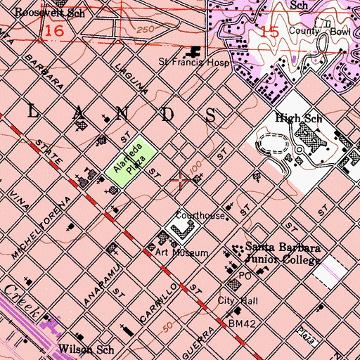 Topographic Map of First United Methodist Church, CA