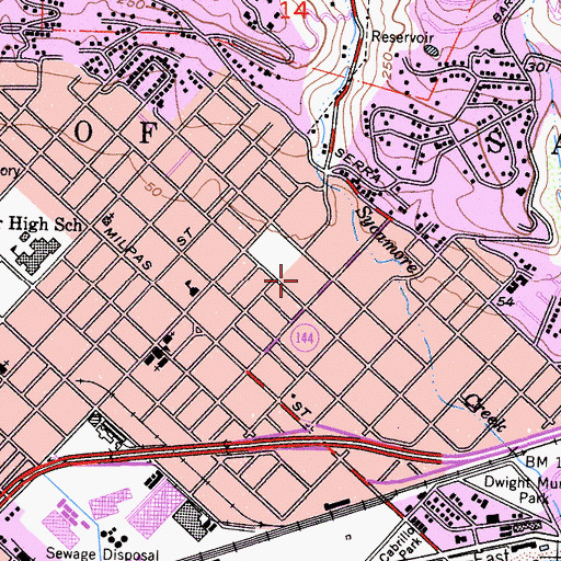 Topographic Map of Franklin Elementary School, CA