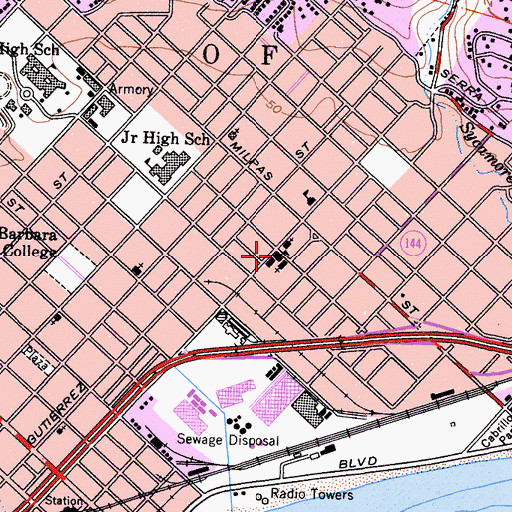 Topographic Map of Guadalupe School, CA