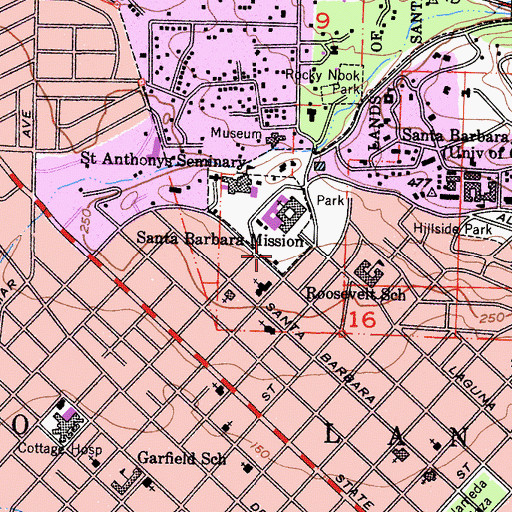 Topographic Map of Junipero Serra Hall, CA