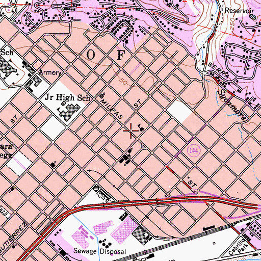 Topographic Map of Lawrence M Parma School for Handicapped Children, CA