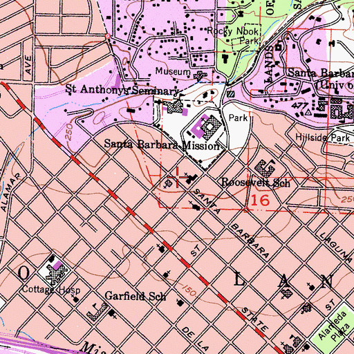 Topographic Map of Monastery of Poor Clares, CA