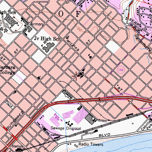 Topographic Map of Our Lady of Guadalupe Church, CA