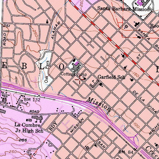 Topographic Map of Reorganized Church of Jesus Christ of Latter Day Saints, CA