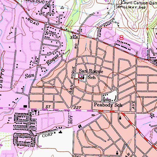 Topographic Map of San Roque Church, CA