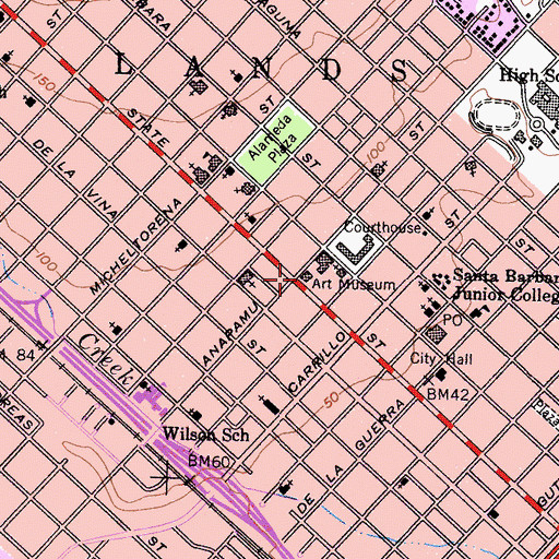 Topographic Map of Santa Barbara Museum of Art, CA