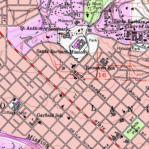 Topographic Map of Temple Bnai Brith, CA