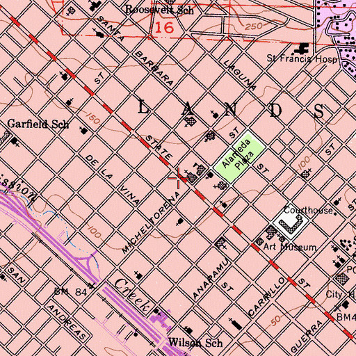 Topographic Map of Trinity Episcopal Church, CA