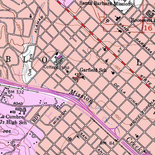 Topographic Map of Trinity Evangelical Lutheran Church (historical), CA