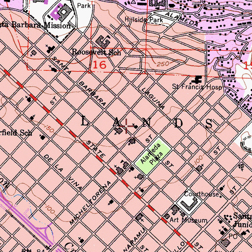 Topographic Map of Unity Church of Santa Barbara, CA