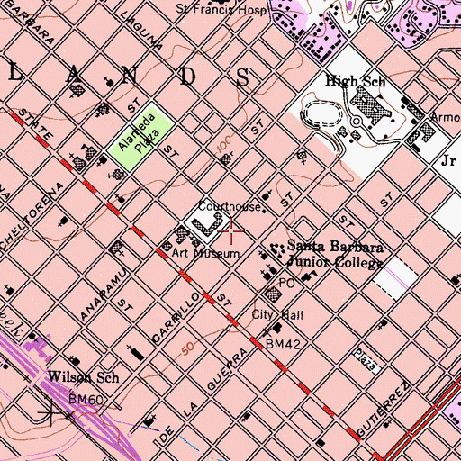 Topographic Map of Alhecama Center, CA