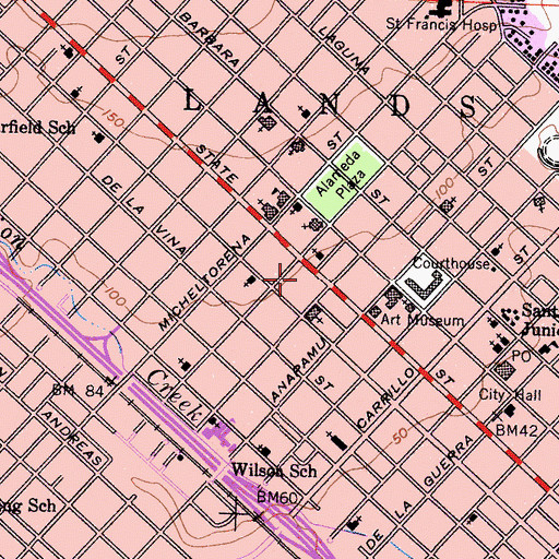 Topographic Map of Arlington Theatre, CA