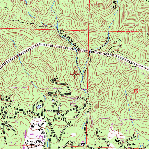 Topographic Map of Cold Springs Creek, CA