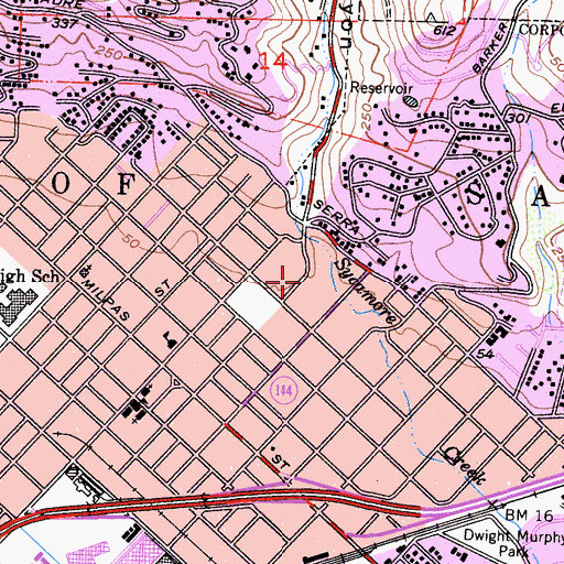 Topographic Map of Eastside Neighborhood Park, CA