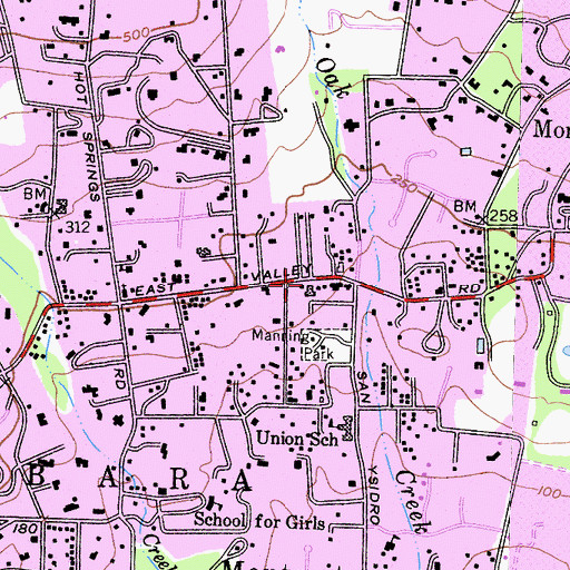 Topographic Map of El Montecito Presbyterian Church, CA