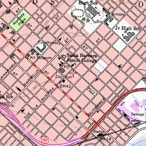 Topographic Map of La Cuesta Continuation High School, CA