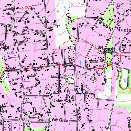 Topographic Map of Montecito Branch Santa Barbara Public Library, CA