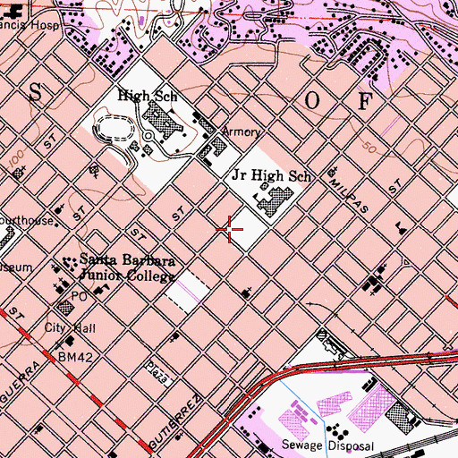 Topographic Map of Ortega Park, CA