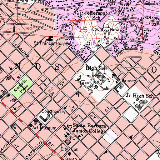 Topographic Map of Peabody Stadium, CA