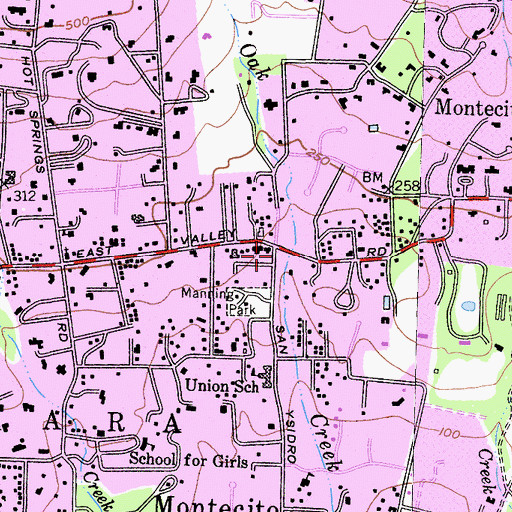 Topographic Map of Plaza del Sol Shopping Center, CA