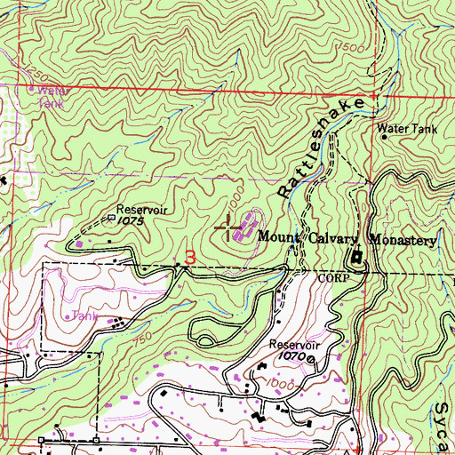 Topographic Map of Saint Marys Seminary, CA