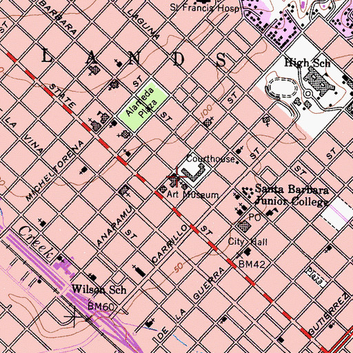 Topographic Map of Santa Barbara County Law Library, CA
