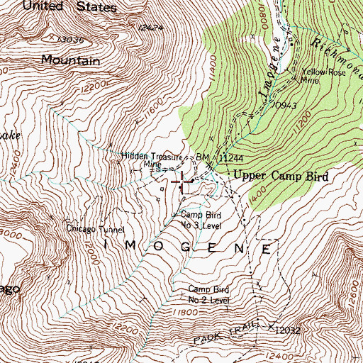 Topographic Map of Upper Camp Bird, CO