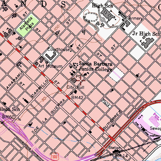 Topographic Map of Santa Barbara Historical Society Museum, CA