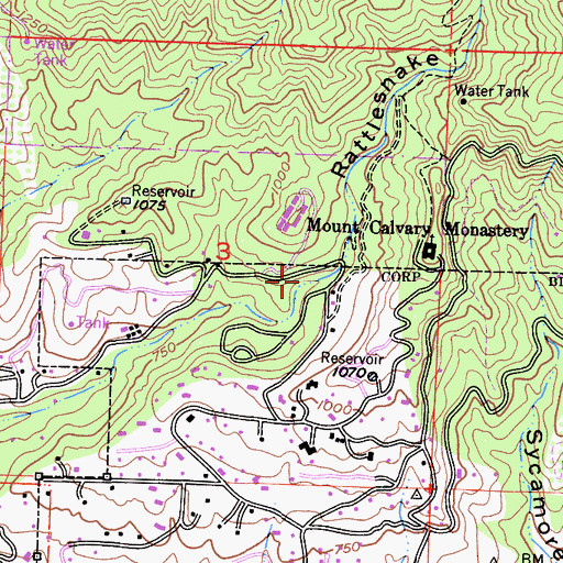 Topographic Map of Skofield Park, CA