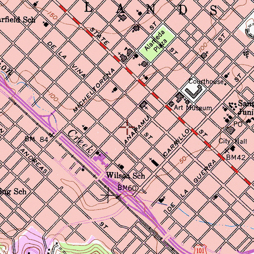 Topographic Map of Spencer Adams Park, CA